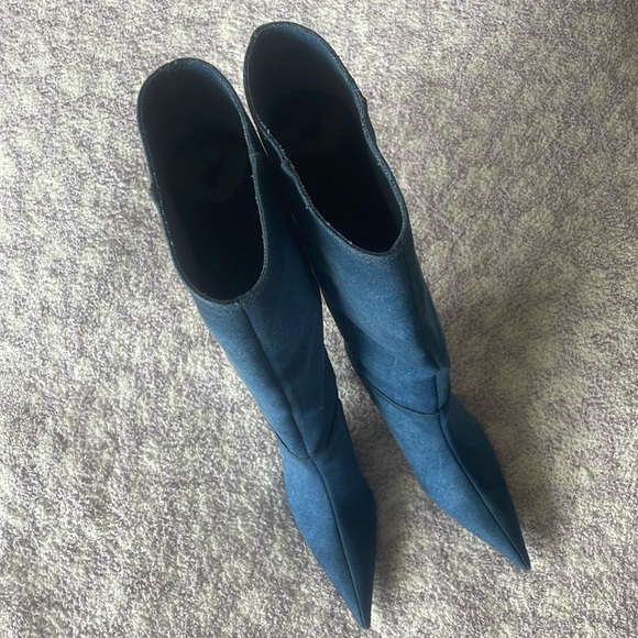 NWT Zara Denim Knee-High Boots Sz 9 - Picture 14 of 16